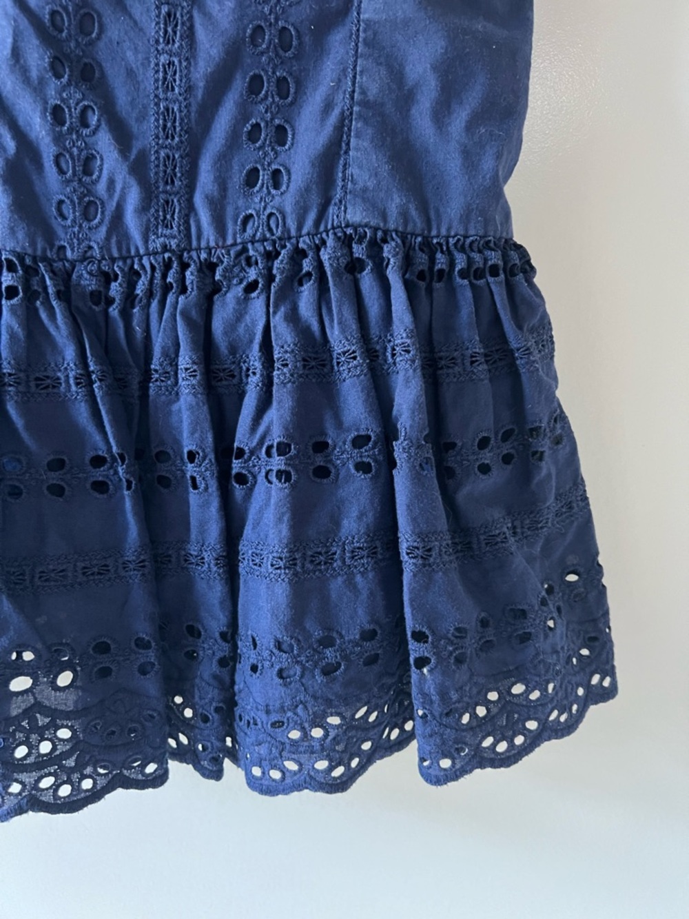 Cherokee Navy Blue Eyelet Ruffle Flutter Sleeve Dress 2T Bohemian Cottagecore - Picture 3 of 6